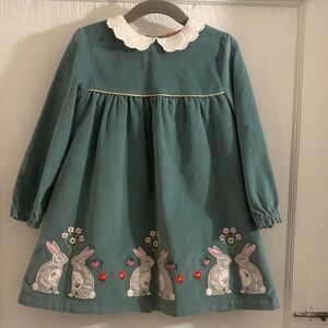 Baby Boden Floral Dress with Bunny Design